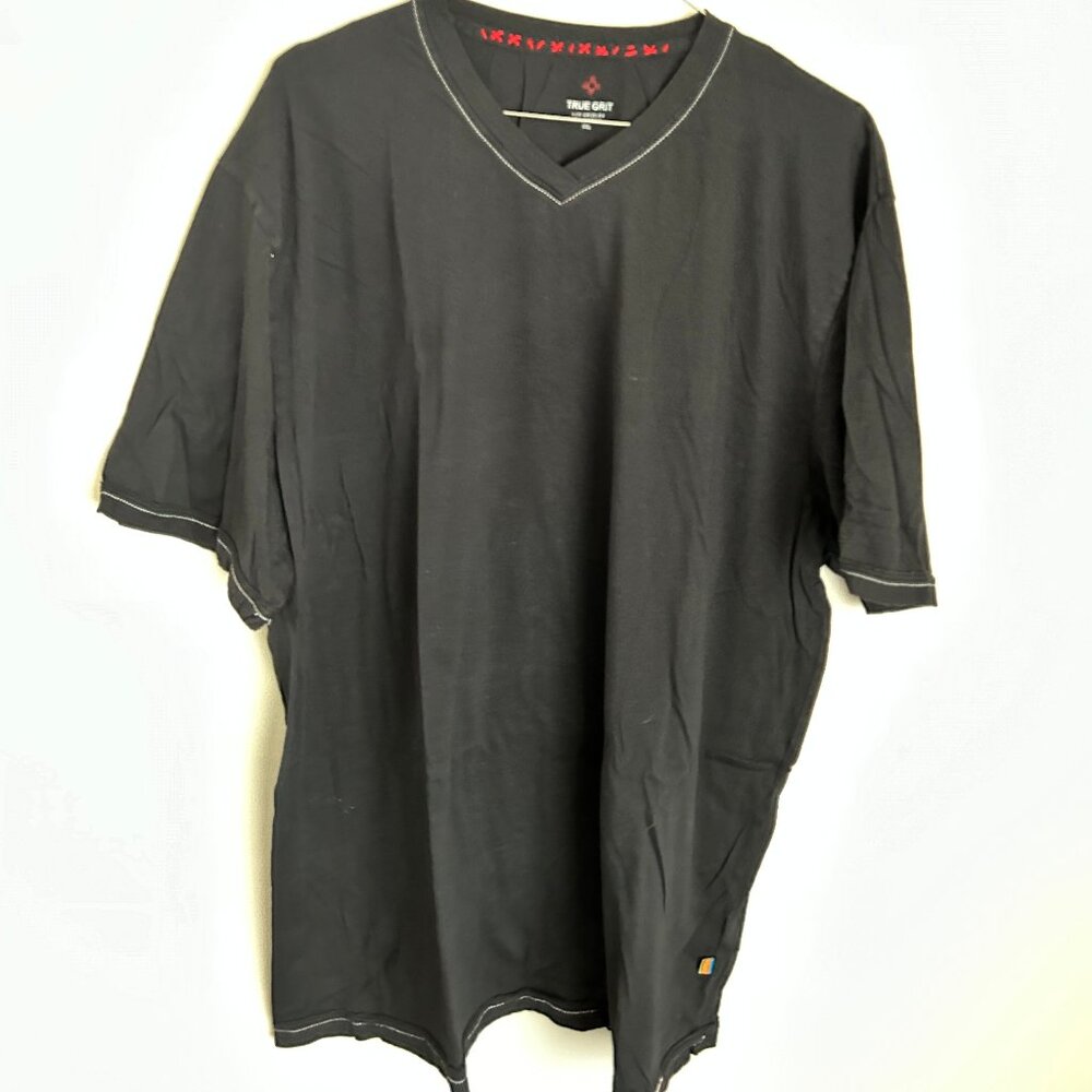 Rare Men's TRUE GRIT V-Neck Soft Knit T-Shirt white stitching XXL